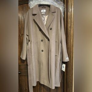 NWT DKNY Woman’s double breasted belted wrap wool blend coat